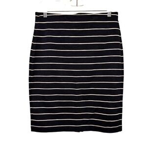 Banana Republic Pencil‎ Skirt Navy White Small Striped Stretch Workwear Classic
